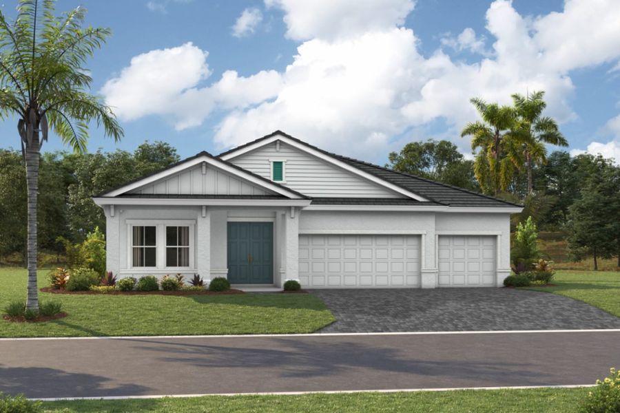 Representative exterior photo of a completed home built from the Bayport I by Homes by WestBay in Longleaf at Grand Park, Sarasota, FL (Image 4).