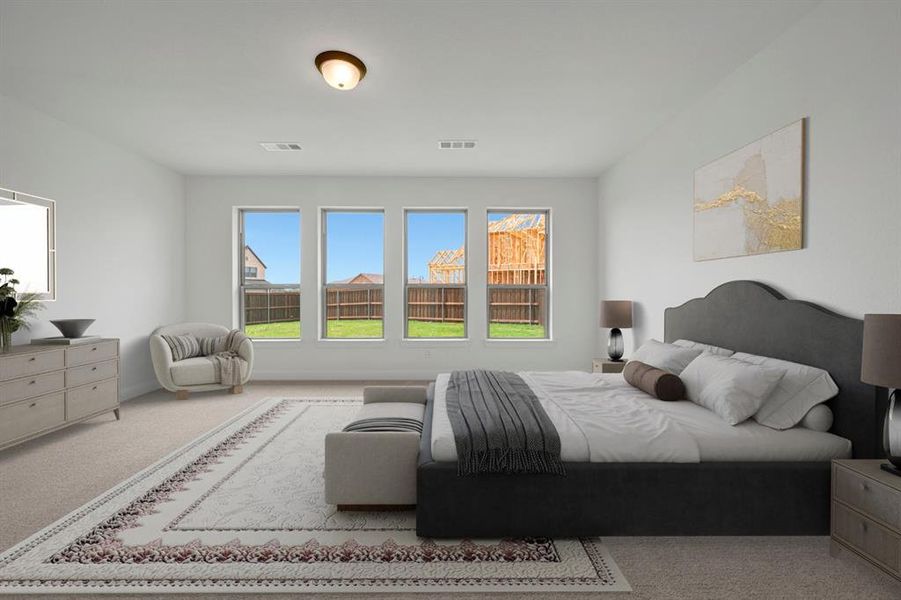Bright interior space featuring light neutral wall paint and carpeting