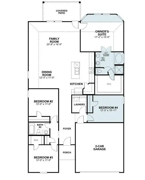 2D floor plan layout of this home in Lone Star Landing, Montgomery, TX (Image 3).