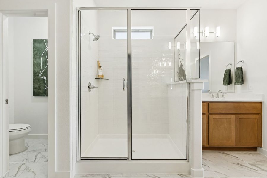 Primary Bathroom in the Winters home plan by Trophy Signature Homes