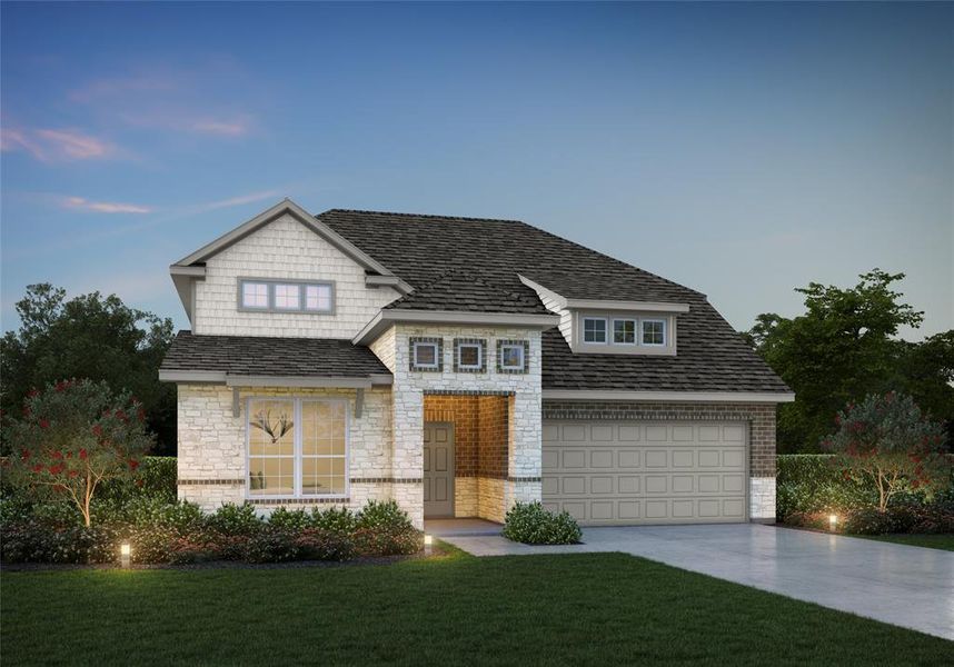 Front exterior of a new home in Rocky Creek Crossing, Crowley, TX, highlighting curb appeal (Image 1). Front exterior of a new home in Rocky Creek Crossing, Crowley, TX, highlighting curb appeal (Image 1).