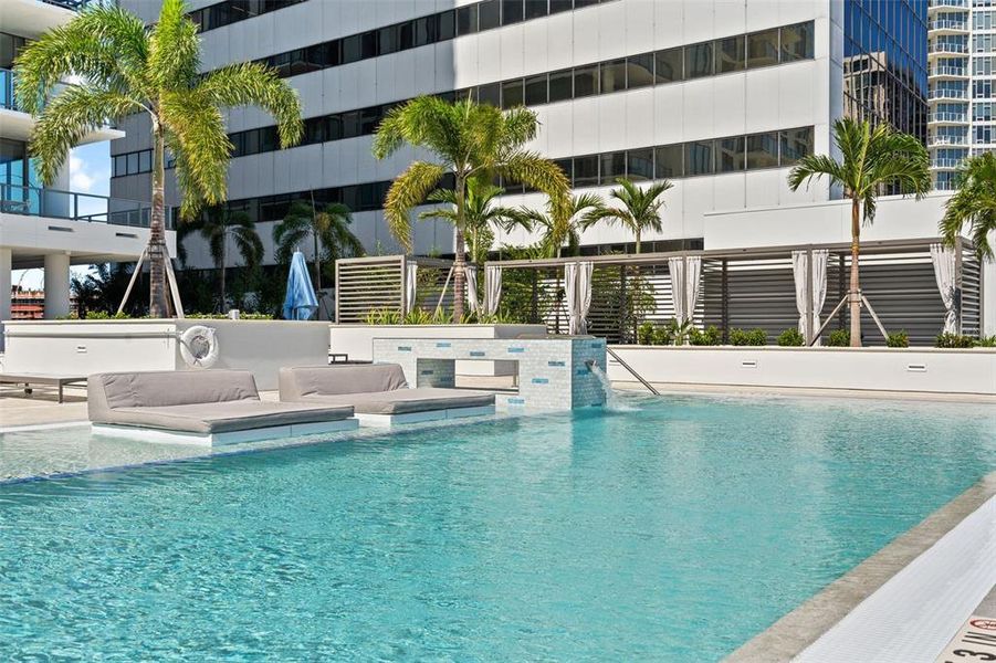 Pool and Sun Shelf and Loungers