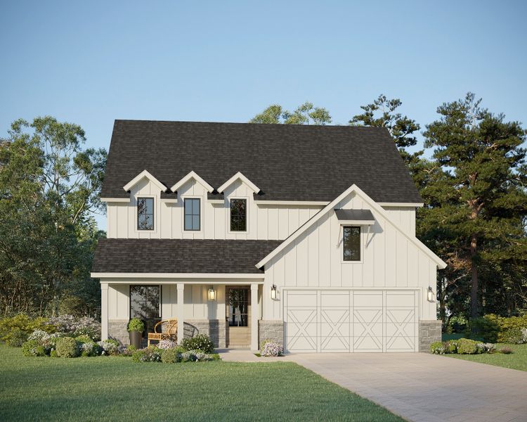 Plan 1567 Elevation B with Stone