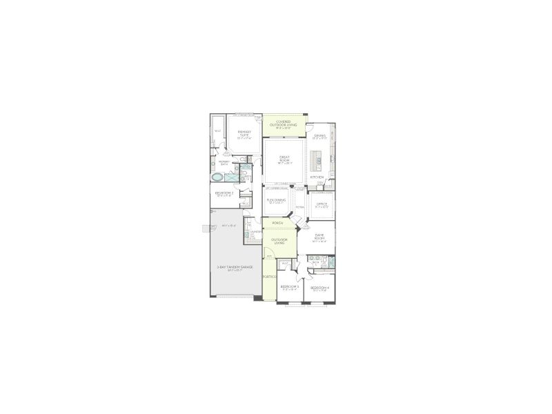 2D floor plan layout for the Cholla Plan 5541 by Tri Pointe Homes in Whispering Hills, Laveen, AZ (Image 3).