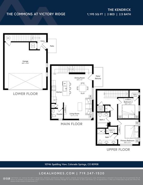 2D floor plan layout of this home in The Commons at Victory Ridge, Colorado Springs, CO (Image 3).