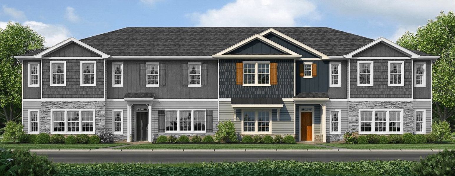 Front exterior of a new home in Pine Trace, Gastonia, NC, highlighting curb appeal (Image 1). Front exterior of a new home in Pine Trace, Gastonia, NC, highlighting curb appeal (Image 1).
