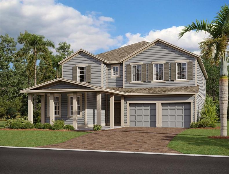 Front exterior of a new home in Trailside, Mount Dora, FL, highlighting curb appeal (Image 1). Front exterior of a new home in Trailside, Mount Dora, FL, highlighting curb appeal (Image 1).