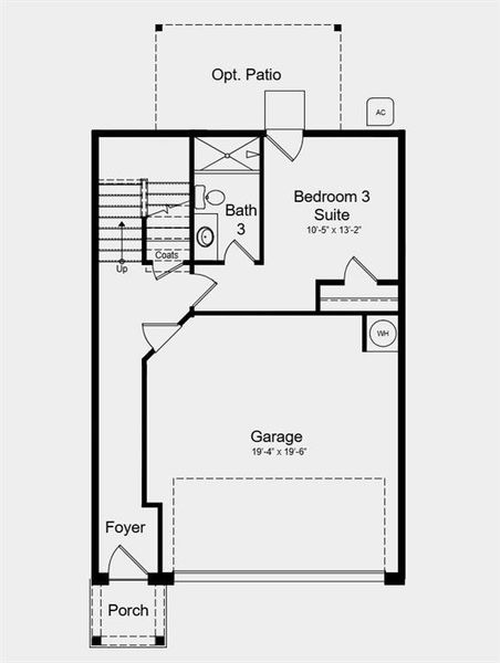 2D floor plan layout of this home in Somerset at Veterans Memorial, Mableton, GA (Image 3).