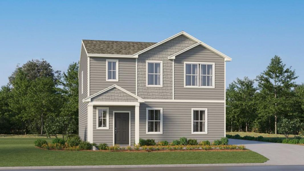 Front exterior of a new home in The Stables, Rossville, GA, highlighting curb appeal (Image 1).