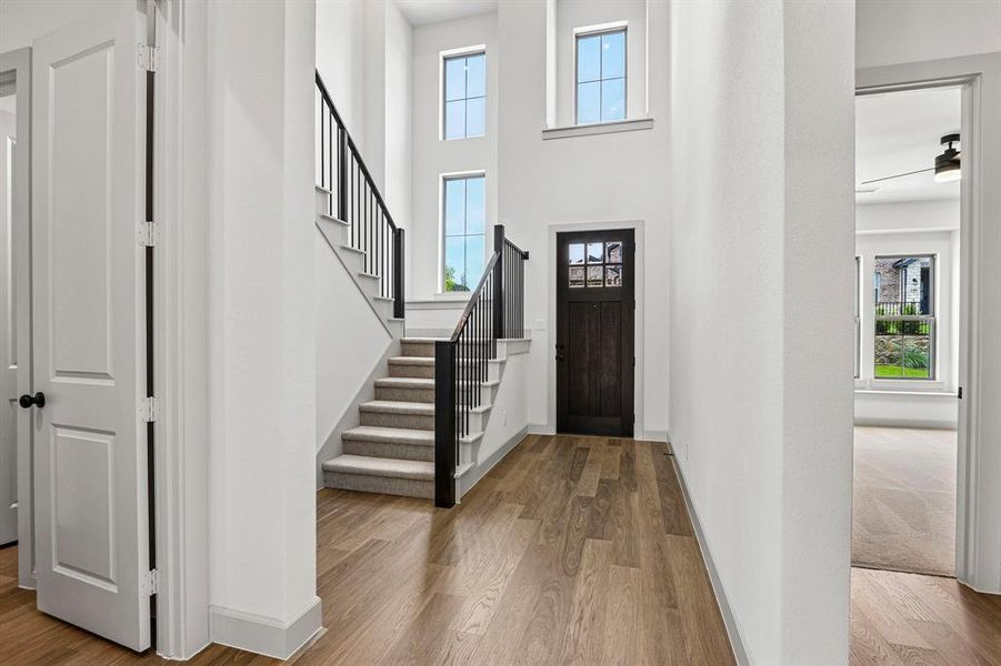 Featuring a dramatic switchback staircase and site lines from the front through to the rear of the home, our Gaston plan is truly your dream home come to life!