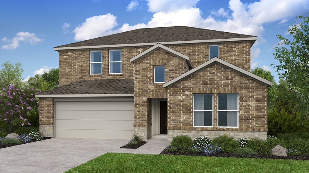 Representative exterior photo of a completed home built from the Leander by Taylor Morrison in Parks at Foster Crossing, Anna, TX (Image 18). Representative exterior photo of a completed home built from the Leander by Taylor Morrison in Parks at Foster Crossing, Anna, TX (Image 18).