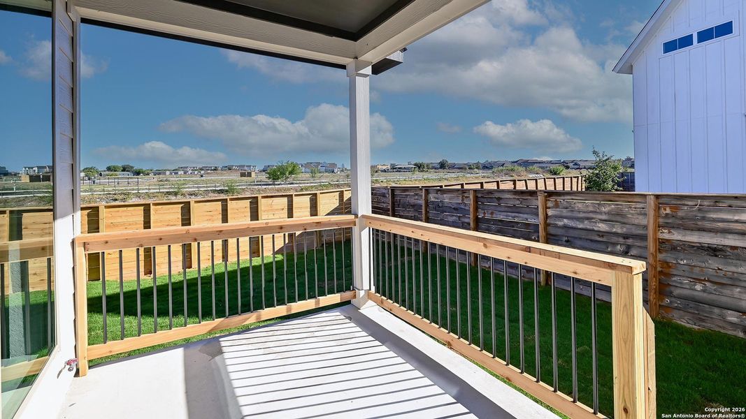 Exterior details and patio area of a home in Solms Landing 45', New Braunfels (Image 23).