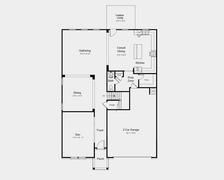 2D floor plan layout for the Wayland by Taylor Morrison in Hickory Grove, Sanford, NC (Image 5).