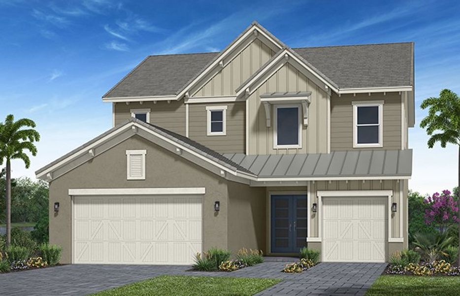 Representative exterior photo of a completed home built from the Azalea by Minto Communities in Westlake, Loxahatchee, FL (Image 13).