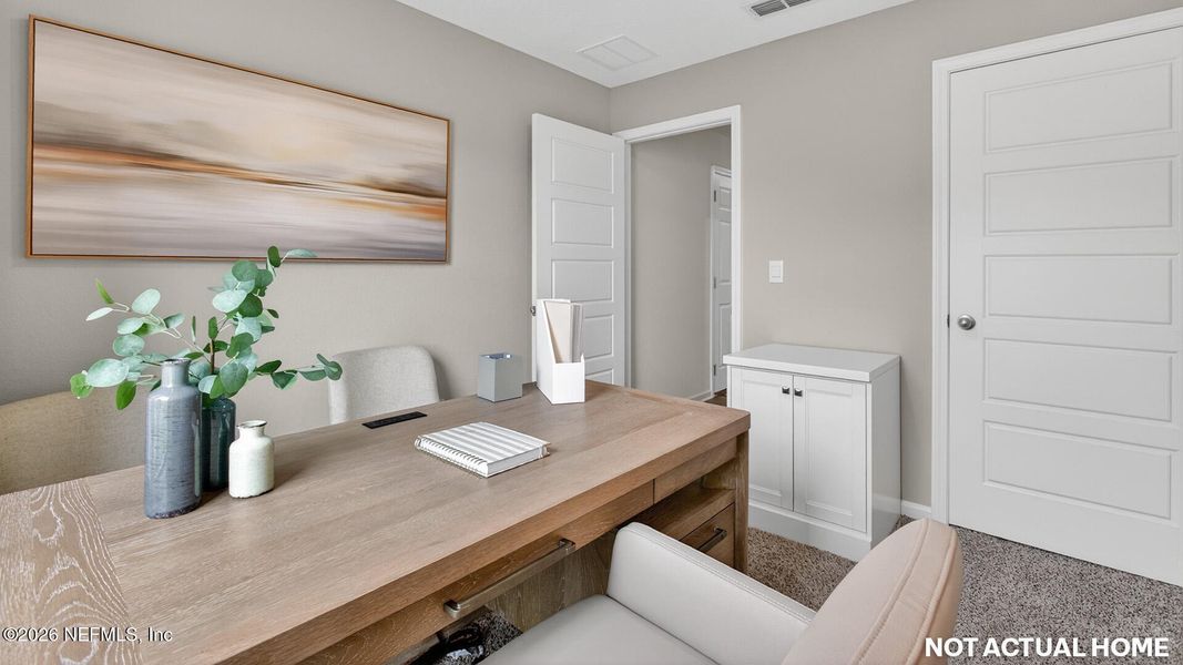 Furnished interior view inside a new home in Sawmill Branch, Palm Coast (Image 14). Furnished interior view inside a new home in Sawmill Branch, Palm Coast (Image 14).