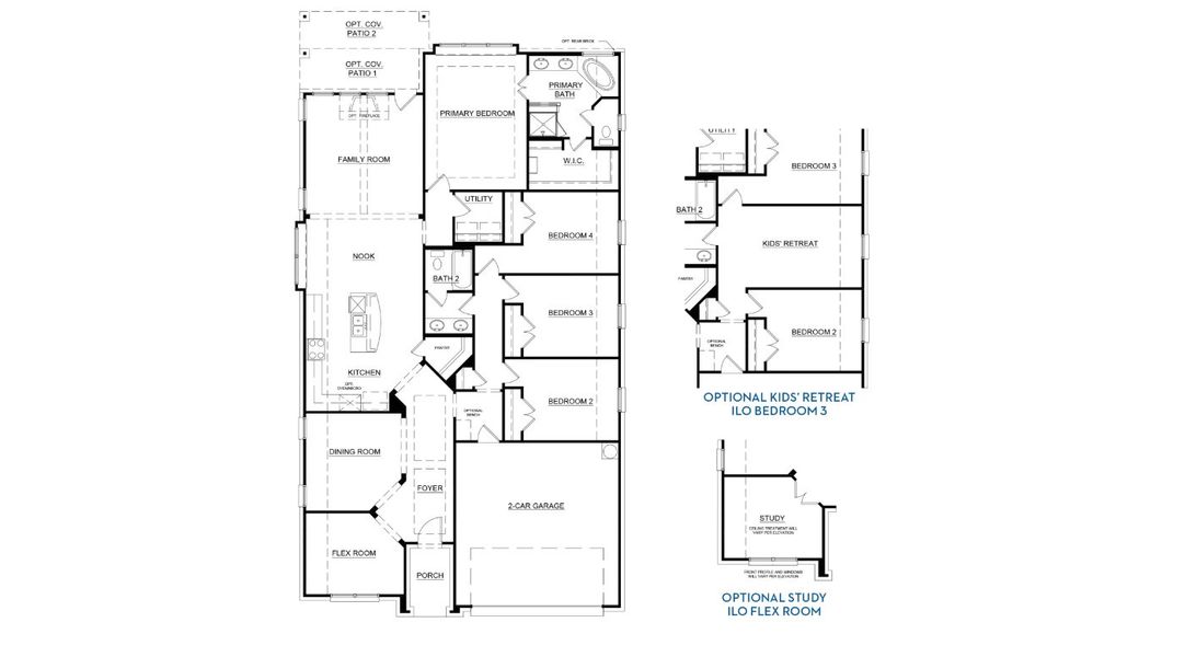 2D floor plan layout for the Concept 2186 by Landsea Homes in Chisholm Hills, Cleburne, TX (Image 3).