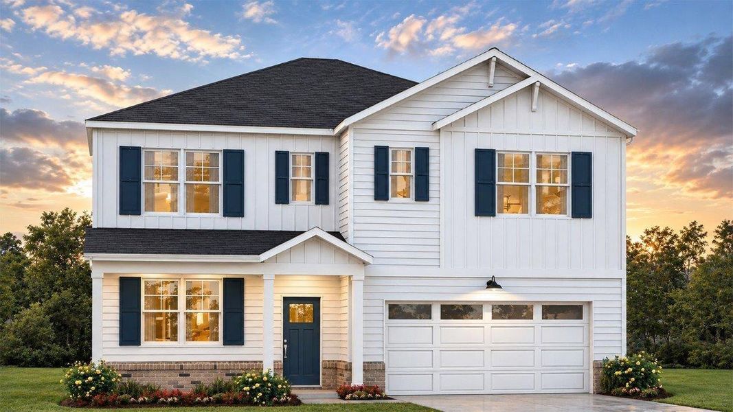 Representative exterior photo of a completed home built from the Hayden by D.R. Horton in Fairhaven, Statesboro, GA (Image 2). Representative exterior photo of a completed home built from the Hayden by D.R. Horton in Fairhaven, Statesboro, GA (Image 2).