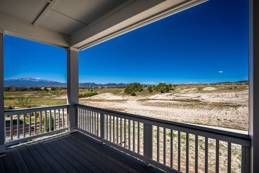 Exterior details and patio area of a home in Revel Crossing at Wolf Ranch - The Panorama Collection, Colorado Springs (Image 4). Exterior details and patio area of a home in Revel Crossing at Wolf Ranch - The Panorama Collection, Colorado Springs (Image 4).
