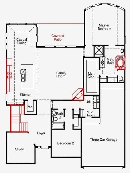 2D floor plan layout of this home in The Meadows at Imperial Oaks, Spring, TX (Image 3).