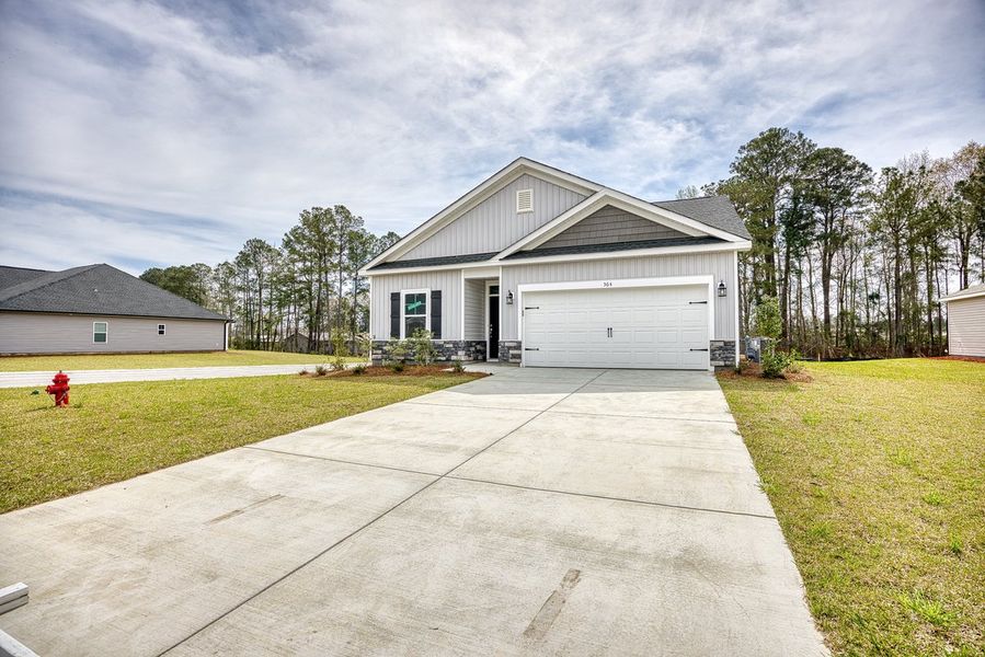Representative exterior photo of a completed home built from the Darcy II by Great Southern Homes in Shady Grove, Conway, SC (Image 36).