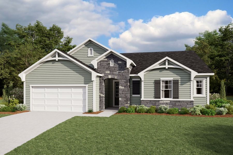 Representative exterior photo of a completed home built from the Allegheny by Mattamy Homes in Madison Park, Lillington, NC (Image 18).