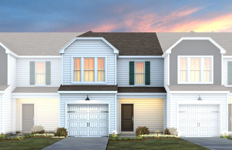 Front exterior of a new home in Poets Walk, Whitsett, NC, highlighting curb appeal (Image 22).