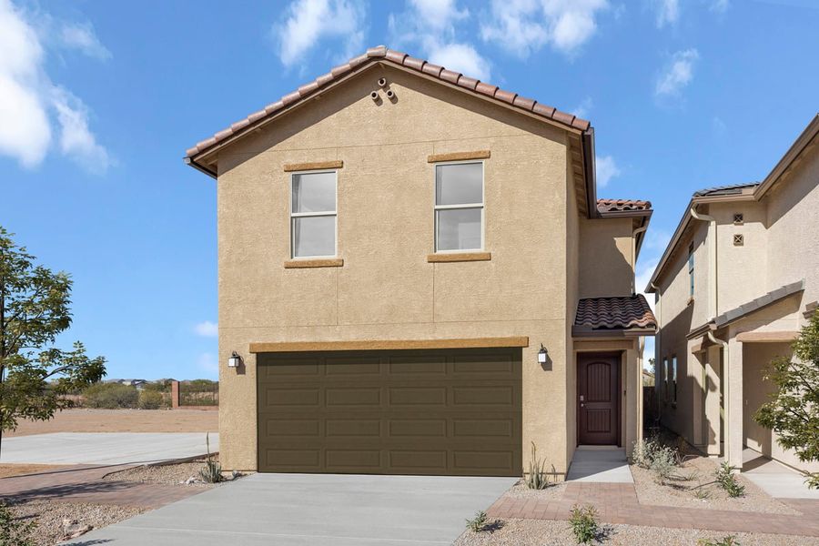 Representative exterior photo of a completed home built from the 1768 by KB Home in The Landings at Rancho Del Lago, Vail, AZ (Image 7).