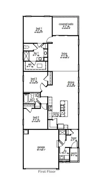 2D floor plan layout of this home in The Lakes at North Glynn, Brunswick, GA (Image 4).