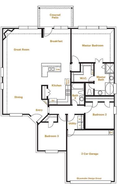 2D floor plan layout for the LittleField by Sitterle Homes in Cibolo Crossing, Universal City, TX (Image 3).