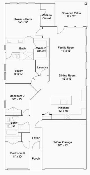 2D floor plan layout of this home in Cypress Green, Hockley, TX (Image 2).