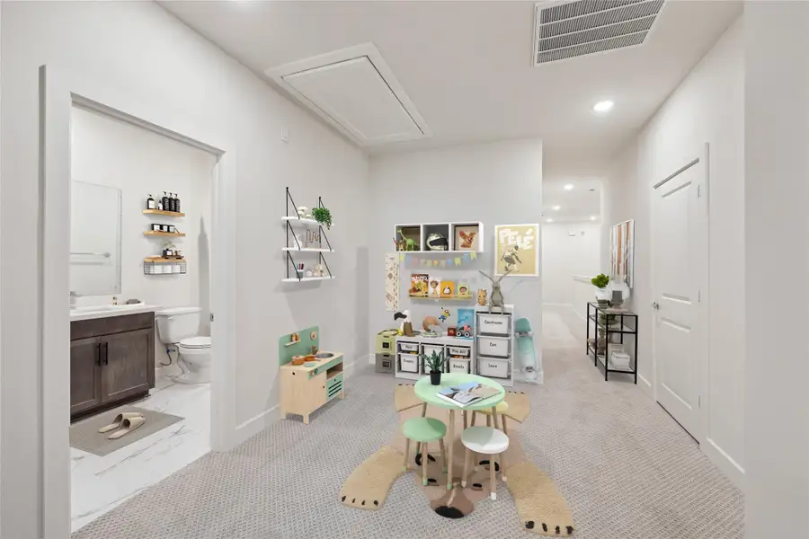 Large flex area in the upstairs hallway perfect for a play area, an office, or for games! Large flex area in the upstairs hallway perfect for a play area, an office, or for games!