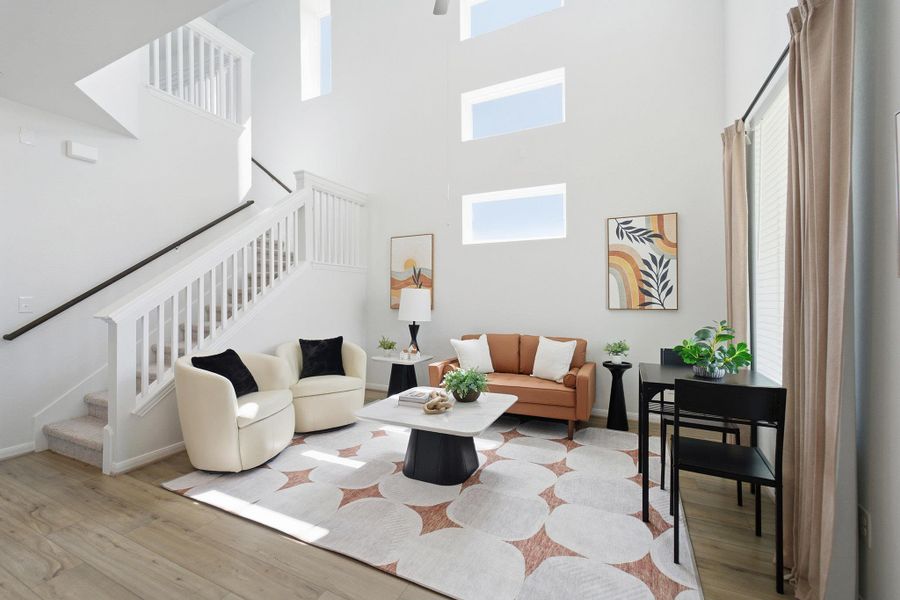 Furnished interior view inside a new home in Municipal Drive Townhomes, Leander (Image 14). Furnished interior view inside a new home in Municipal Drive Townhomes, Leander (Image 14).