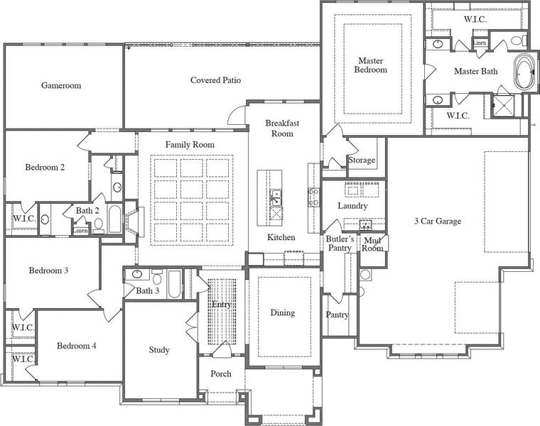 2D floor plan layout for the 3494 by Texas Homes in Legend Park, Castroville, TX (Image 3). 2D floor plan layout for the 3494 by Texas Homes in Legend Park, Castroville, TX (Image 3).
