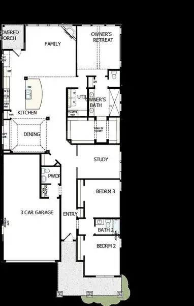 2D floor plan layout of this home in South Pointe Cottage Series, Mansfield, TX (Image 4). 2D floor plan layout of this home in South Pointe Cottage Series, Mansfield, TX (Image 4).