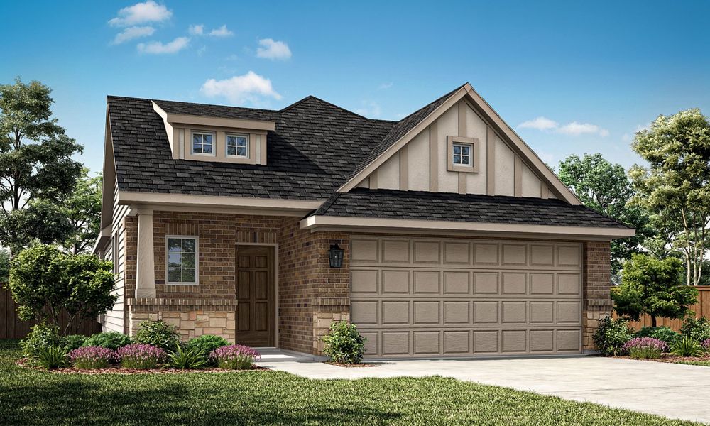 Representative exterior photo of a completed home built from the Belmont by Pacesetter Homes in Elevon, Lavon, TX (Image 4). Representative exterior photo of a completed home built from the Belmont by Pacesetter Homes in Elevon, Lavon, TX (Image 4).