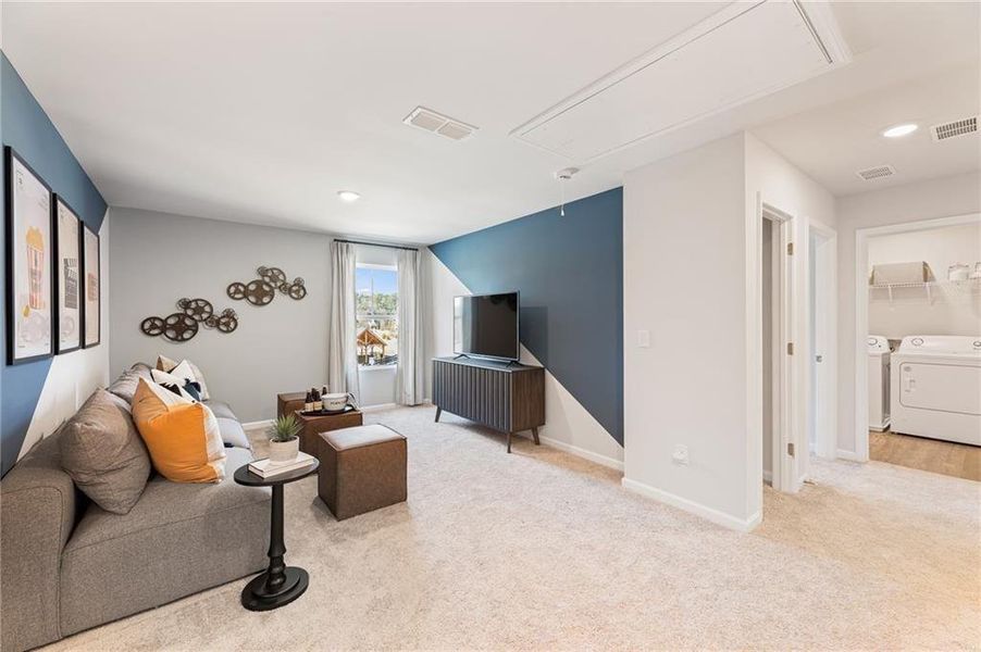 Furnished interior view inside a new home in Union Heights, Flowery Branch (Image 9). Furnished interior view inside a new home in Union Heights, Flowery Branch (Image 9).