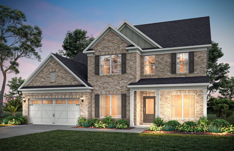 Front exterior of a new home in Oakwood, Cumming, GA, highlighting curb appeal (Image 1). Front exterior of a new home in Oakwood, Cumming, GA, highlighting curb appeal (Image 1).