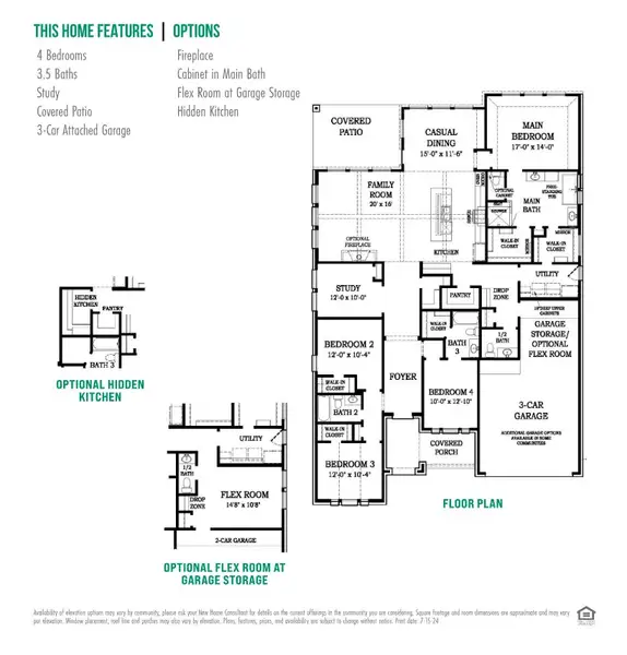2D floor plan layout for the Malibu – 60′ Lot by Chesmar Homes in Wildrye, Waller, TX (Image 5).
