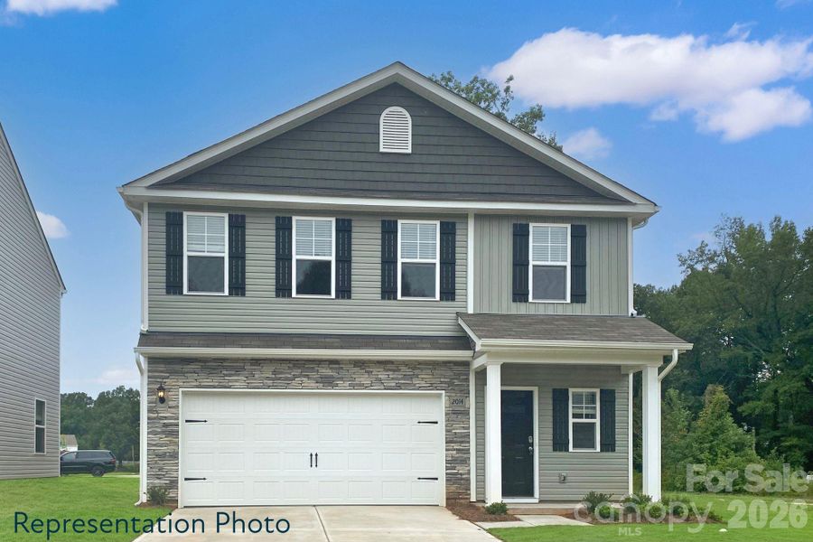 Front exterior of a new home in , Shelby, NC, highlighting curb appeal (Image 1). Front exterior of a new home in , Shelby, NC, highlighting curb appeal (Image 1).