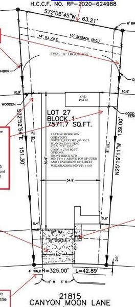 21815 Canyon Moon Lane preliminary plot plan
