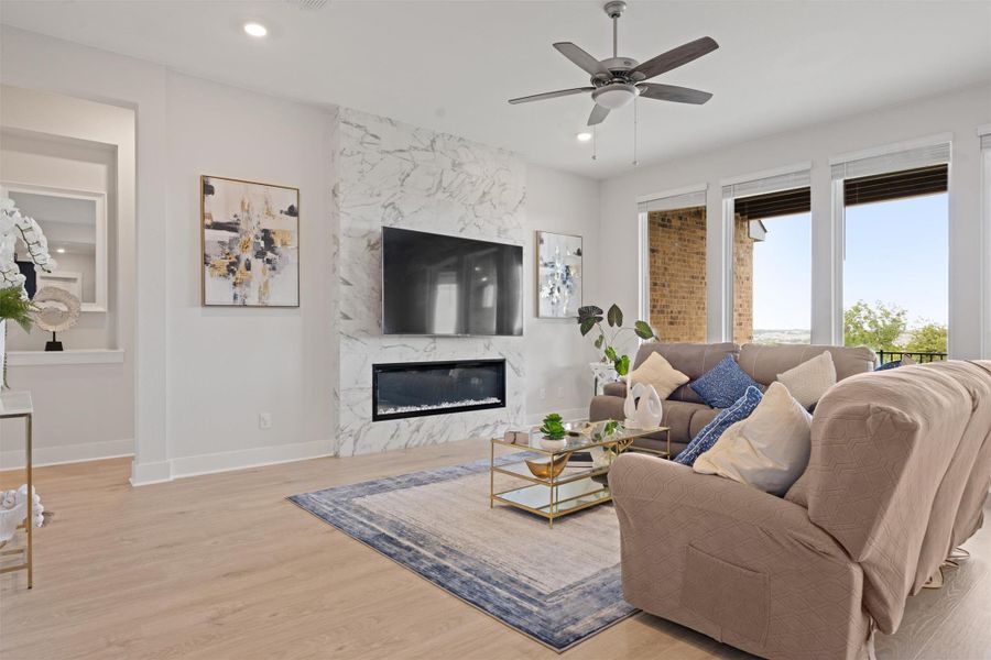 Furnished interior view inside a new home in Palmera Ridge, Leander (Image 38). Furnished interior view inside a new home in Palmera Ridge, Leander (Image 38).