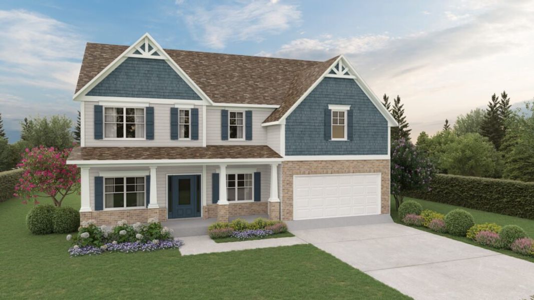Representative exterior photo of a completed home built from the The Dover by Direct Residential Communities in Stephens Landing, Loganville, GA (Image 6).