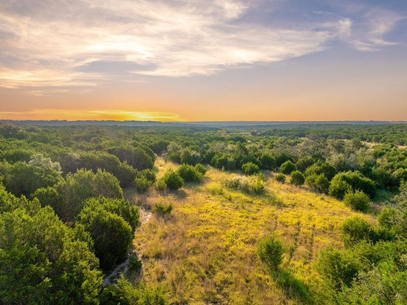 Aerial view at dusk
