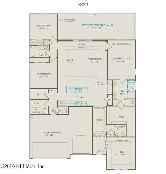 2D floor plan layout of this home in Terrapin Creek, Jacksonville, FL (Image 3).