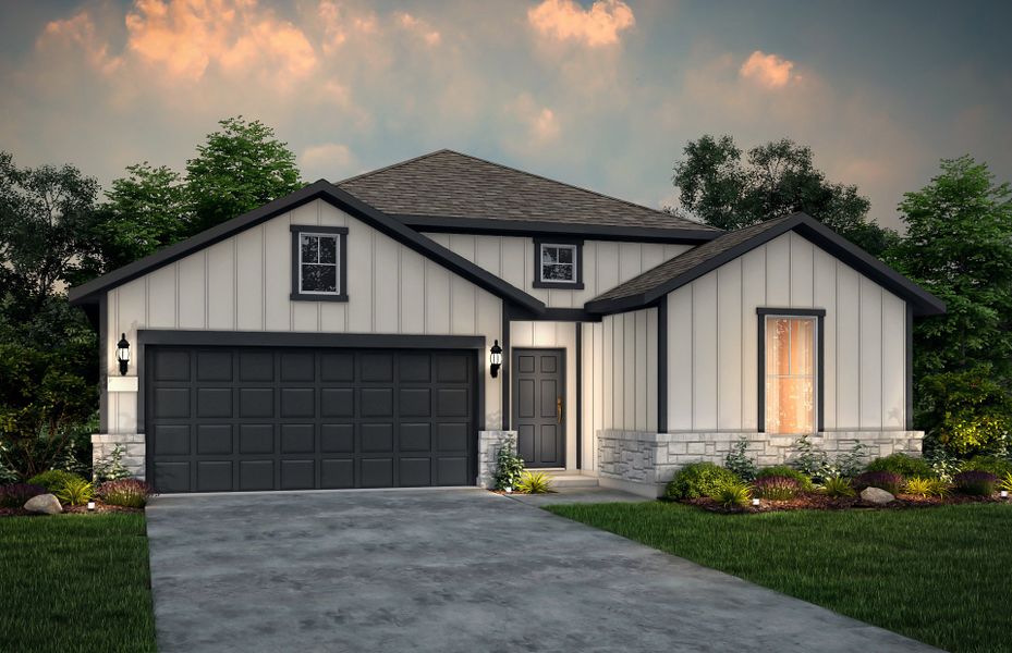 Representative exterior photo of a completed home built from the Gustine by Pulte Homes in Saddleback at Santa Rita Ranch, Liberty Hill, TX (Image 58).