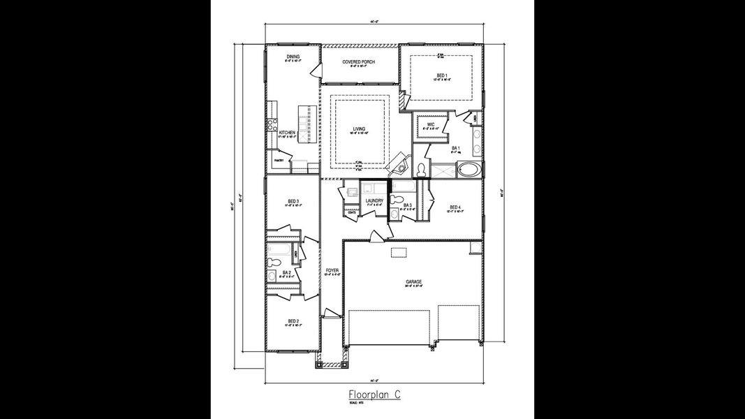 2D floor plan layout for the The Madison by D.R. Horton in Liberty, Panama City, FL (Image 4).