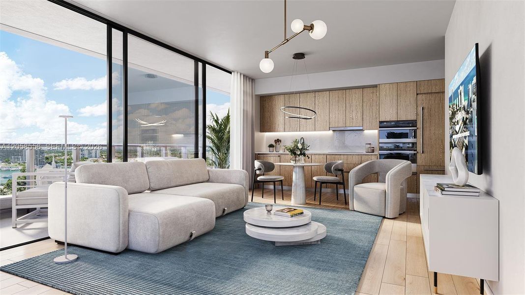 Furnished interior view inside a new home in Ella Miami Beach, Miami Beach (Image 5).