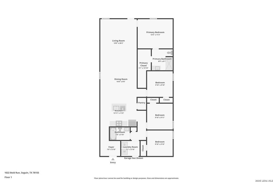 2D floor plan layout of this home in Swenson Heights, Seguin, TX (Image 3).
