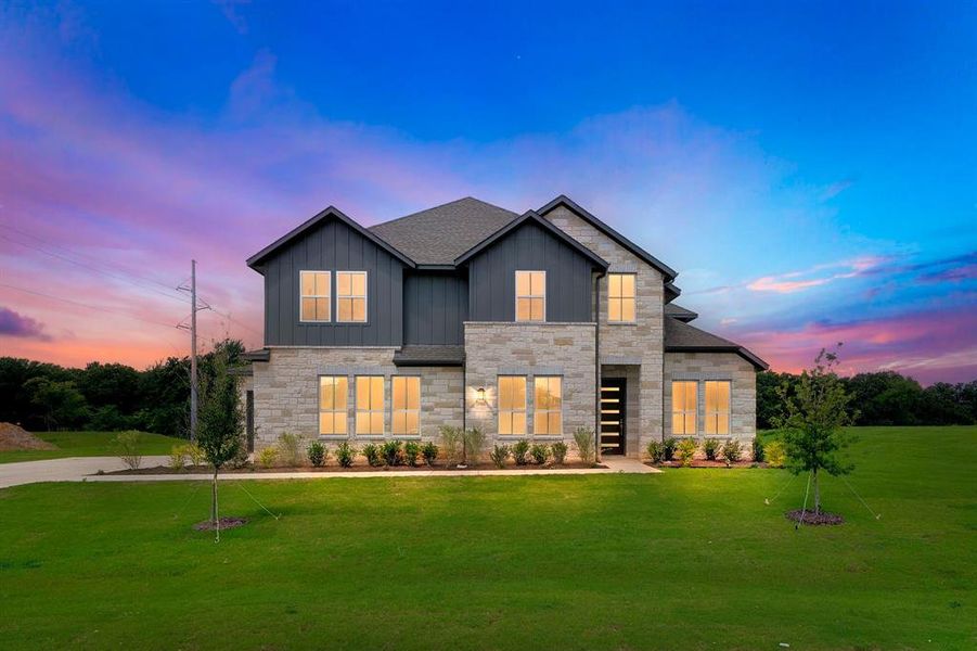 Front exterior of a new home in Eagle Estates, Cross Timber, TX, highlighting curb appeal (Image 20).