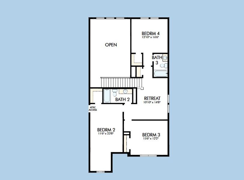 2D floor plan layout for the The Camellia by David Weekley Homes in The George - Enclave Collection, Richmond, TX (Image 4).